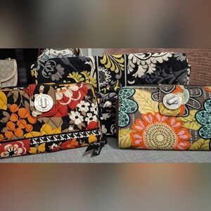 Vera Bradley Bundle -  Lot Of 3 pieces Shoulder Bag & 2 Large Wallets.  GUC